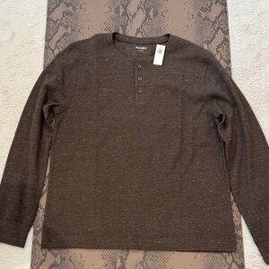 Old Navy Men's Long-Sleeve Waffle Henley in Brown